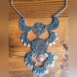 Silver Boho Statement Necklace